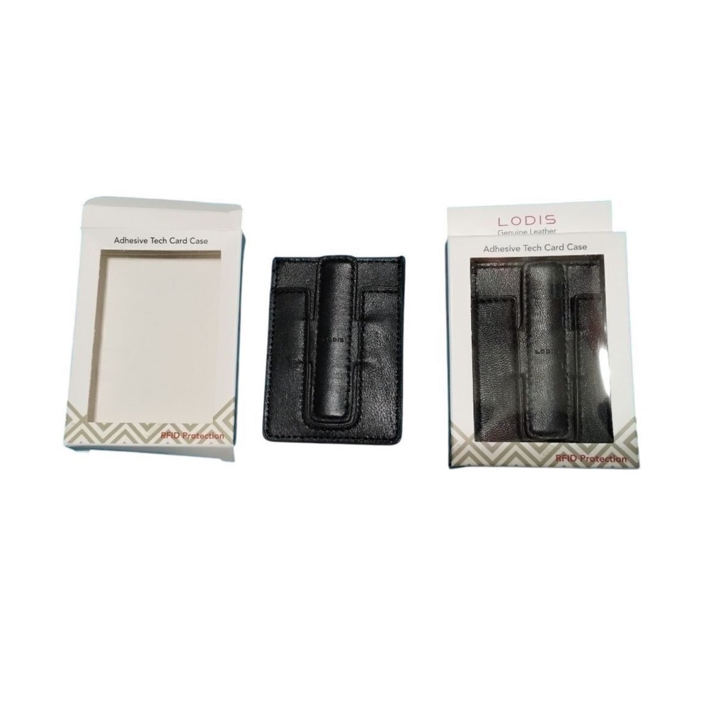 Lodis Black Genuine Leather Adhesive Tech Card Case RFID Protection E23227884900